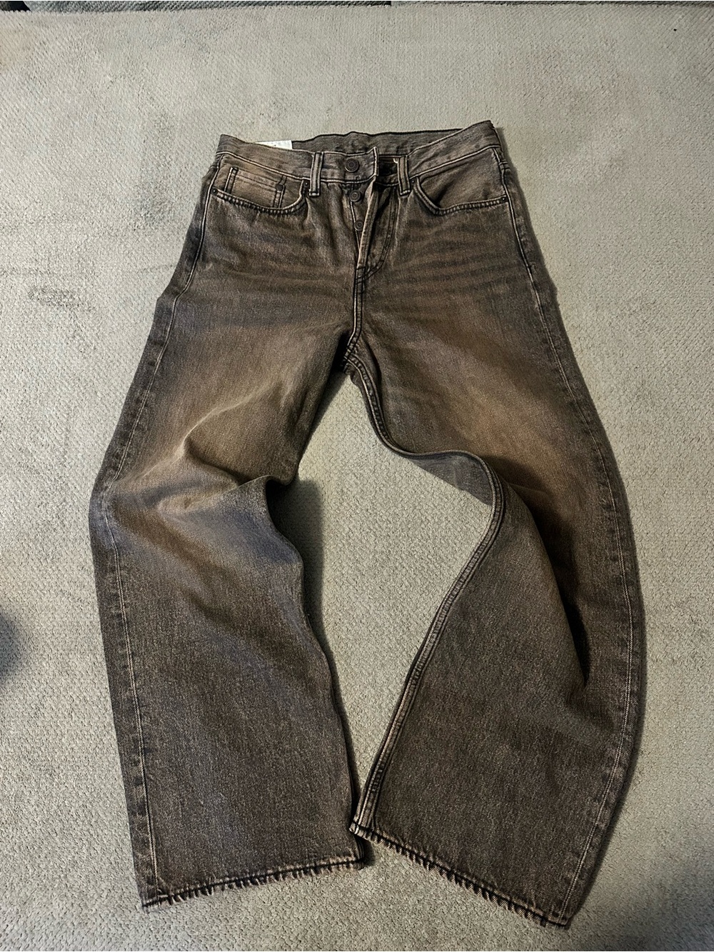 H&M Men's Washed Brown Relaxed Jeans